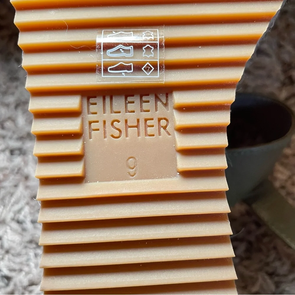 Eileen Fisher olive green tumbled‎ leather espadrilles wedge heel